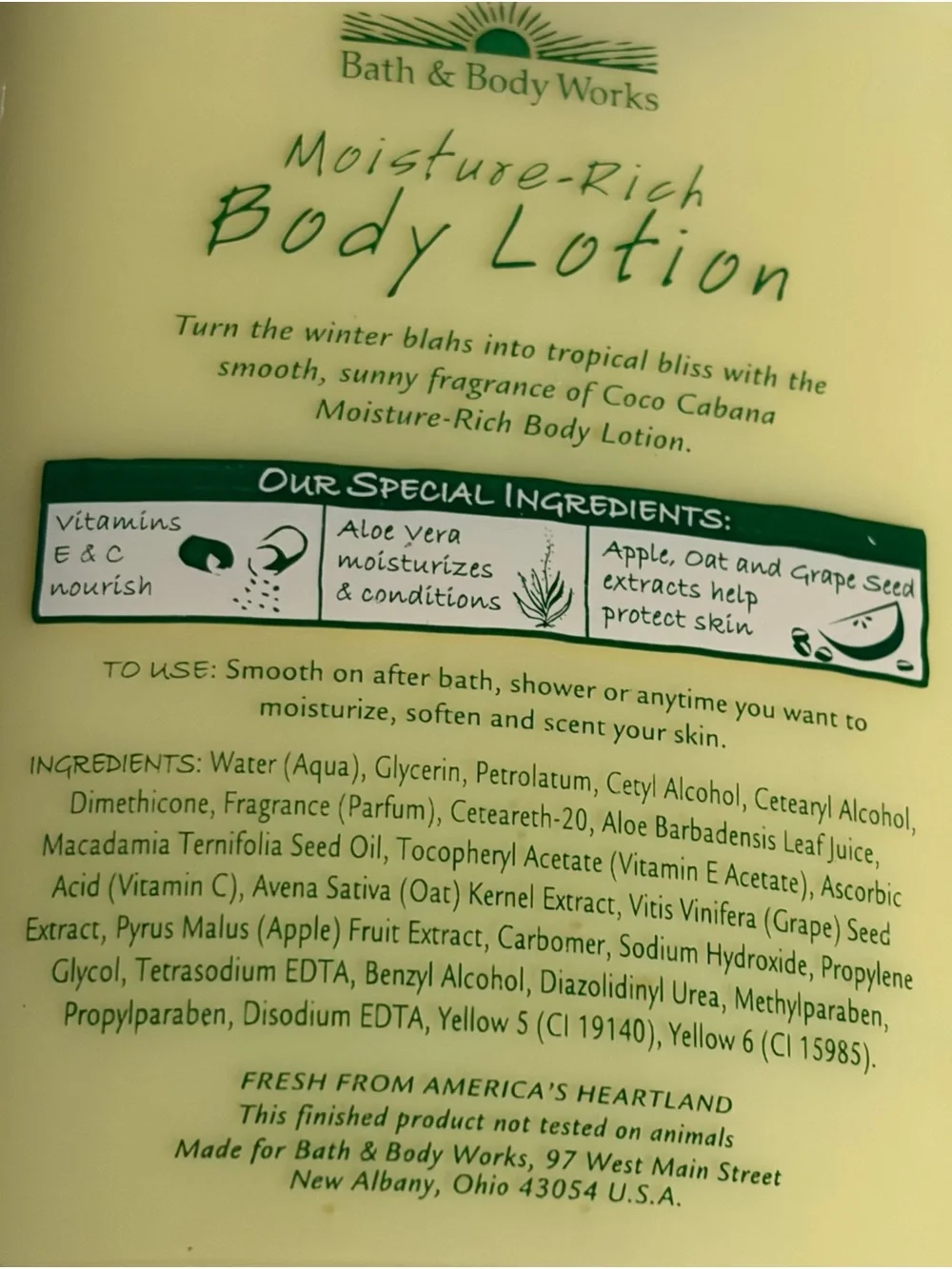 Bath & Body Works Coco Cabana Discontinued Moisture-Rich Body Lotion -